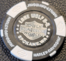 LONE WOLF HD w/Willie G stamp - WASHINGTON (Black/White) Harley Poker Chip picture