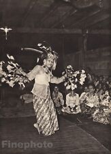 1940 BORNEO Kenyah FEMALE DANCER Hornbill Feather Costume Dance Photo K.F. WONG picture