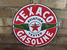 VINTAGE 1949 TEXACO AVIATION GASOLINE PORCELAIN GAS STATION PUMP SIGN 12
