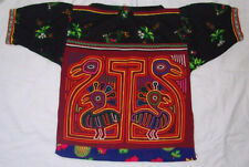 Vintage Panama Kuna Mola Folk Art Reverse Applique Embroidery Quilted Blouse Top picture