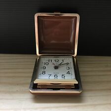 Vintage 1970s Seth Thomas Travel Pocket Alarm Clock Brown Made in Brazil 2.75