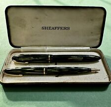 1930s Green Sheaffer Balance Fountain Pen and Pencil Boxed Set picture