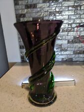 Purple And Green Glass Vase 9.3