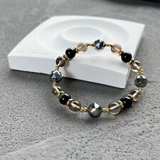 Women Terahertz Stone 18K Gold Natural Smoky Quartz Crystal Elastic Bracelet picture