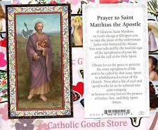 St. Matthias with Prayer to Saint Matthias  - Gold Trim - Paperstock Holy Card picture
