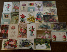 Lot of 23 Flowers in Baskets & Vases ~Vintage Antique Greetings~Postcards-h790 picture