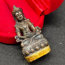 LORD BUDDHA THAI MINI AMULET BEAUTIFUL TINY BRASS STATUE LUCKY HAPPY WEALTH LIFE picture