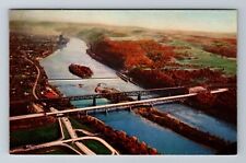 PA-Pennsylvania, Aerial Of Allegheny River Crossing, Antique, Vintage Postcard picture