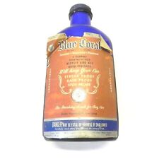 VINTAGE BLUE CORAL AUTO FINISH 12 OZ GLASS BOTTLE USED REMAINING CONTENTS DRY picture