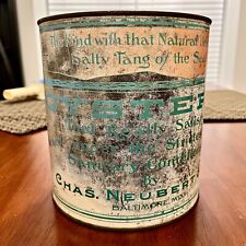 VINTAGE OYSTER TIN CAN CHAS NEUBERT & CO 1 GALLON BALTIMORE MD.39 MERMAID LITHO picture