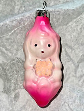 Vintage FIGURAL SNOW WHITE DWARF Unsilvered Glass USSR Christmas Ornament PINK picture
