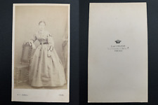 Di Chanaz, Torino, young woman vintage albumen print CDV.Risorgimento 1865_187 picture