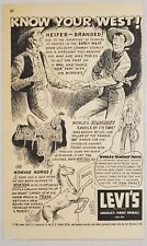 1954 Print Ad Levi's Denim Blue Jeans Cowboys Dance Together Cartoon picture