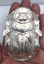 Huge Egyptian Sterling Silver Raised Scarab Cartouche Hieroglyphics picture