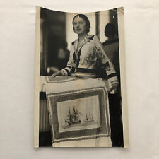 Press Photo Photograph Fashion Design Dress Ships Printed on Silk 1933 Underwood picture