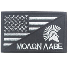 SPARTA MOLON LABE US AMERICAN USA FLAG TACTICAL EMBROIDERED HOOK LOOP PATCH DARK picture