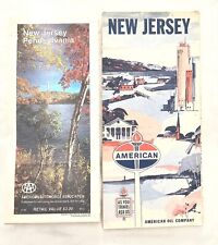 2 Vintage US Road Maps New Jersey & PA 1991 AAA, 1963 American Oil picture