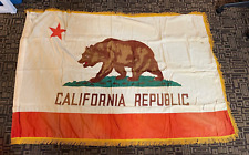 CALIFORNIA STATE FLAG, GOLD SILK FRINGE, MADE BY EMERSON MFG. CO. IN 1940-50 picture