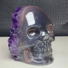 413g Natural Crystal ,Agate Amethyst Clusters. Hand-Carved.Exquisite Skull .RG picture