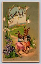 c1905 Anthropomorphic Dancing Rabbits Birds Easter P738 picture