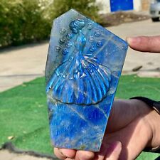 380G Natural beautiful labradorite crystal hand- carved fairy healing picture