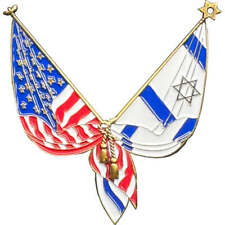 Israel and American Flag Israeli Jewish support Pin 2 inch with dual pin posts picture