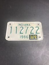 1986 INDIANA Motorcycle  License Plate Original Condition 112722 picture