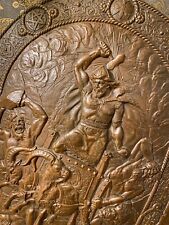 Thor God of Thunder Norse Mythology Viking Hammer Antique Iron Bronze Shield picture