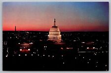 Capitol Night Us Washington Monument Vintage Postcard picture