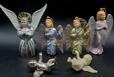 Lot Vintage Angel ornament Painted Faces Silverstone 4