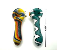 2 X 4.5 Inch Glass Pipe Deco Tobacco Smoking Pipe THICK GLASS picture