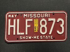 MISSOURI LICENSE PLATE 1991 MAY HLF 873 picture