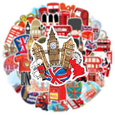 50x British Flag Sticker Union Jack London Red Buses Sticker For Luggage Window picture
