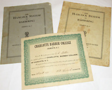 VTG 1921 CHARLOTTE, NC BARBER COLLEGE DIPLOMA & BARBER SHOP COURSE BOOKS/SHAVING picture