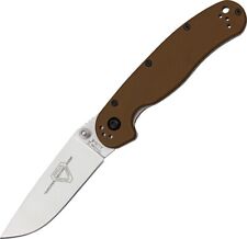 Ontario RAT-2 Folding Knife Satin Plain Edge Blade Coyote Brown Handle 8860 CB picture