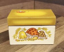 Vintage 1970s Hippy Retro Merry Mushrooms Metal Tin Recipe Box Syndicate Mfg Co picture