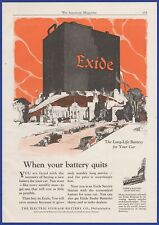 Vintage 1925 EXIDE Car Batteries Battery Garage Decor Ephemera 20's Print Ad picture