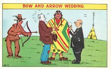 Vintage Postcard Ceremony Vows Marriage Bow And Arrow Wedding Couple Comic Card picture