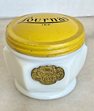 Rare Vintage 1910 LOURNAY CREME AU CITRON Milk Glass Face Cream Jar picture