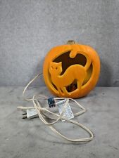 Gemmy Halloween Lighted Plastic Cat Blow Mold Jack O Lantern Pumpkin 8