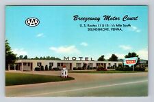 Selinsgrove PA-Pennsylvania, Breezeway Motor Court Advertising, Vintage Postcard picture