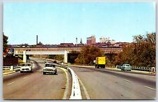 Approaching Manchester,NH Hillsborough County New Hampshire Chrome Postcard picture