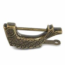 Old Vintage Rare Antique Style Retro Brass Chinese Padlock Key Fish Pattern Lock picture