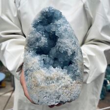 4.8LB Natural Blue Celestite Crystal Geode Cave Mineral Specimen Healing picture