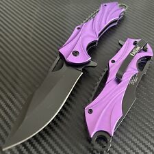 8.5” Purple Tactical Spring Assisted Open Blade Folding Povket Knife Hunting picture