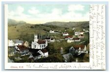 c. 1907 Gilsum NH Birds Eye View Buildings Hand Colored Postcard Made in Germany picture