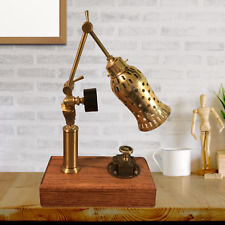 Unique Handmade Steampunk Lamp - Brass and Oak Artistry 18.5