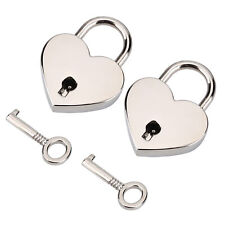2 sets Heart shaped Padlock & Skeleton Key Metal Lock for Luggage Diary Book picture