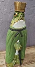 Vtg King Or Prince Charming Wooden Crowned Frog Shabby-chic, country, farmhouse picture