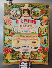 Antique Vintage 1911 Lithograph Print Lord's Prayer & Ten Commandments James Lee picture